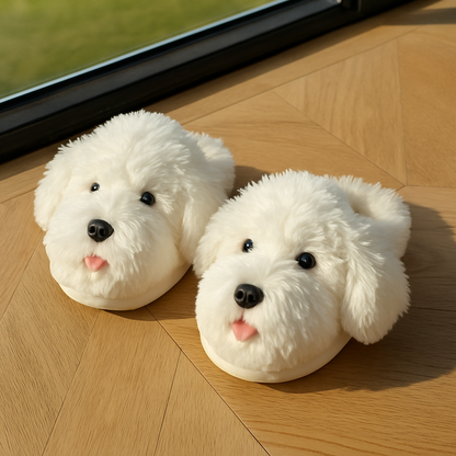 Floppers™ Plush Dog Slippers – Cozy Animal Design