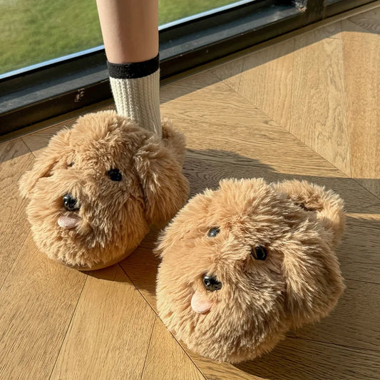 Floppers™ Plush Dog Slippers – Cozy Animal Design